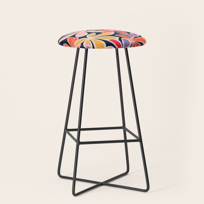 Abstract vintage flower art pattern Stool Gallery Image 1