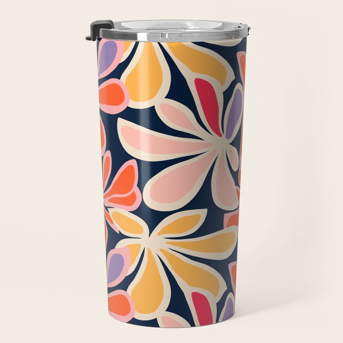 Abstract vintage flower art pattern Travel Mug Gallery Image 3