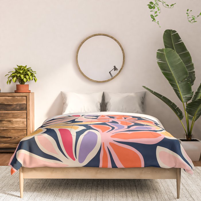 Abstract vintage flower art pattern Comforter Gallery Image 3