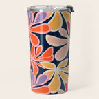 Abstract vintage flower art pattern Travel Mug Gallery Image 2