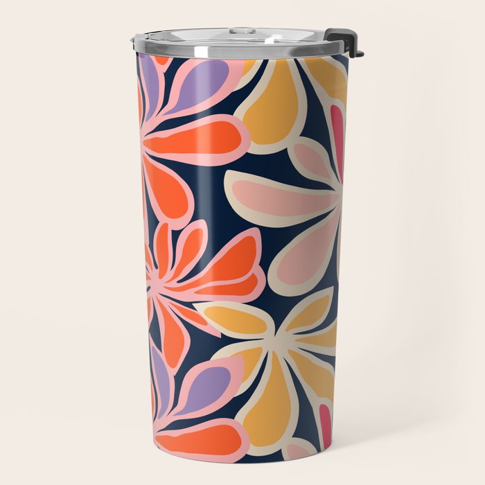 Abstract vintage flower art pattern Travel Mug Gallery Image 2