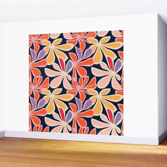 Abstract vintage flower art pattern Wall Mural Gallery Image 2