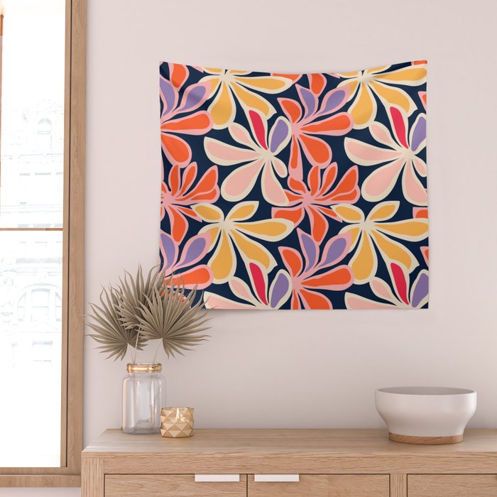 Abstract vintage flower art pattern Wall Tapestry Gallery Image 2