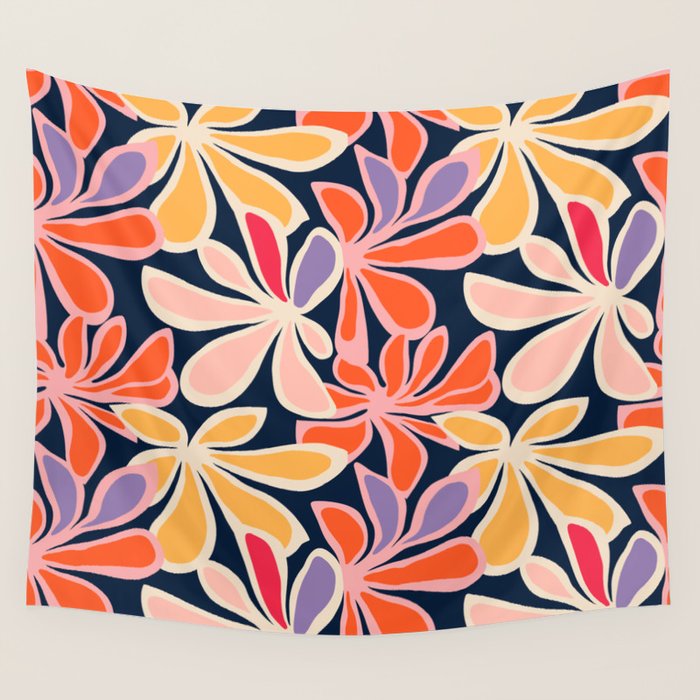 Abstract vintage flower art pattern Wall Tapestry Gallery Image 4