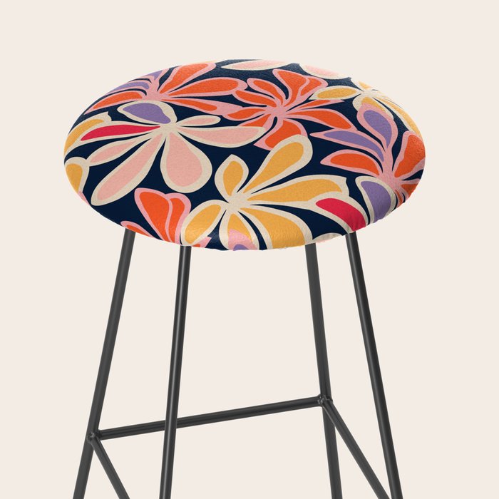 Abstract vintage flower art pattern Stool Gallery Image 2