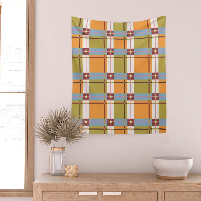 Autumn Breeze Checks Wall Tapestry Gallery Image 2