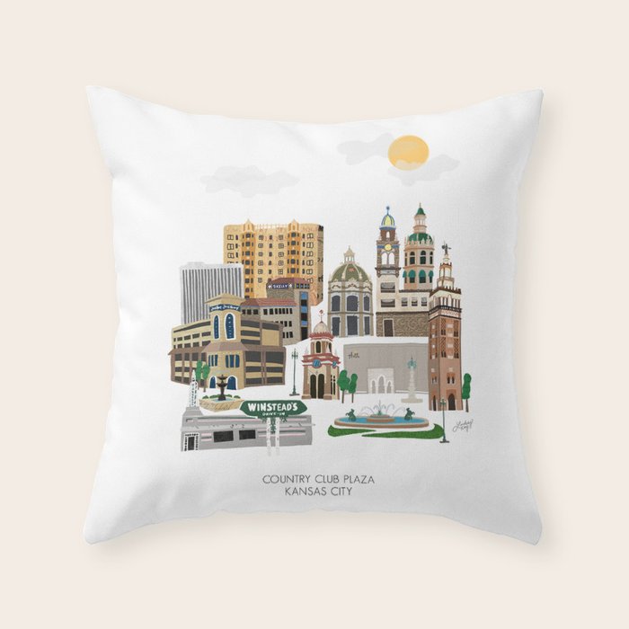 Kansas City Plaza Throw Pillow Gallery Image 1