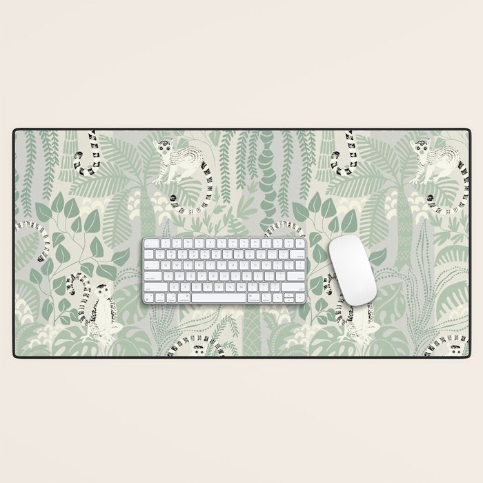 Jungle adventure soft sage green Desk Mat Gallery Image 1