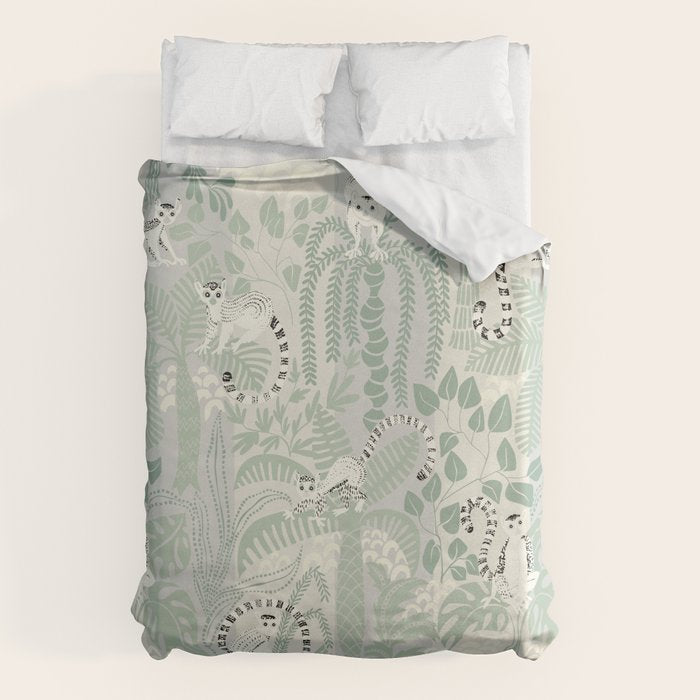 Jungle adventure soft sage green Duvet Cover Gallery Image 6