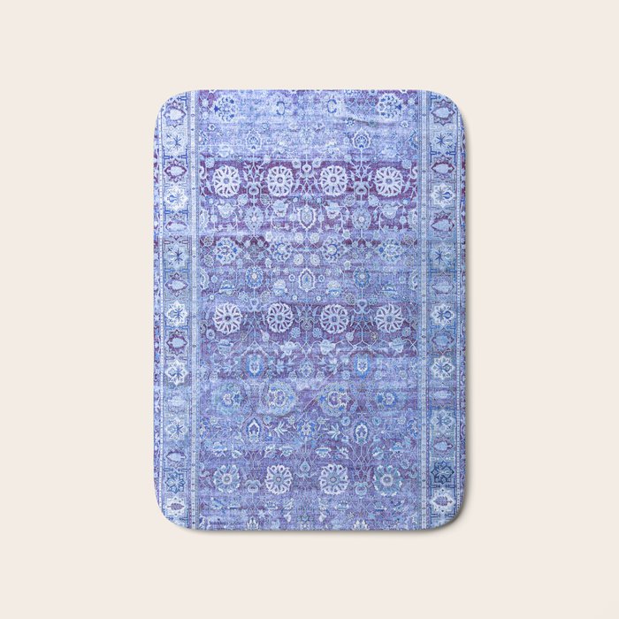 18th Century Isfahan Persian Rug Pattern in Blue Bath Mat Gallery Image 1