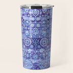 18th Century Isfahan Persian Rug Pattern in Blue Travel Mug Gallery Image 1