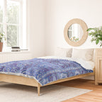 18th Century Isfahan Persian Rug Pattern in Blue Duvet Cover Gallery Image 2