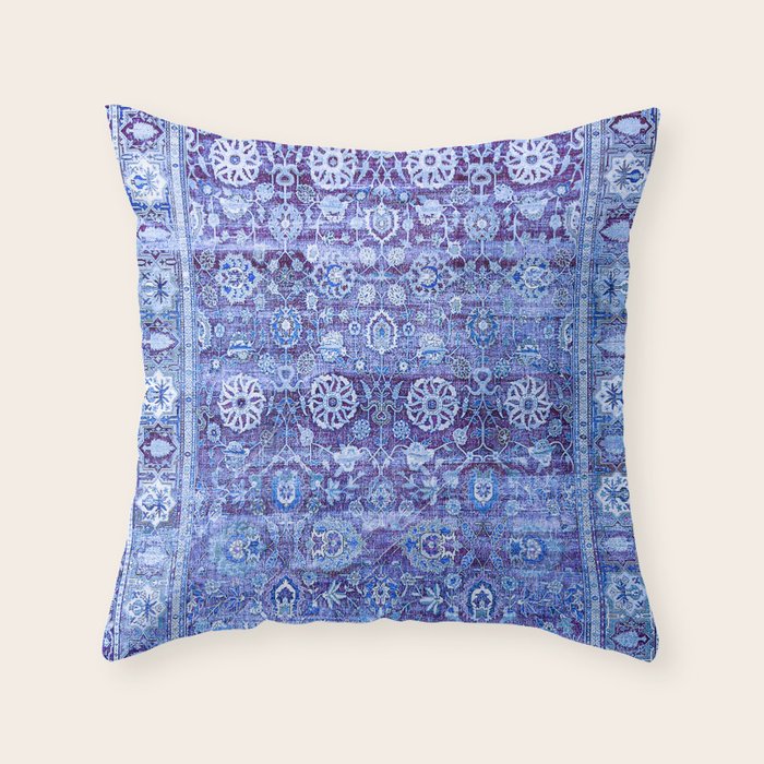 18th Century Isfahan Persian Rug Pattern in Blue Throw Pillow Gallery Image 6