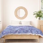 18th Century Isfahan Persian Rug Pattern in Blue Duvet Cover Gallery Image 3