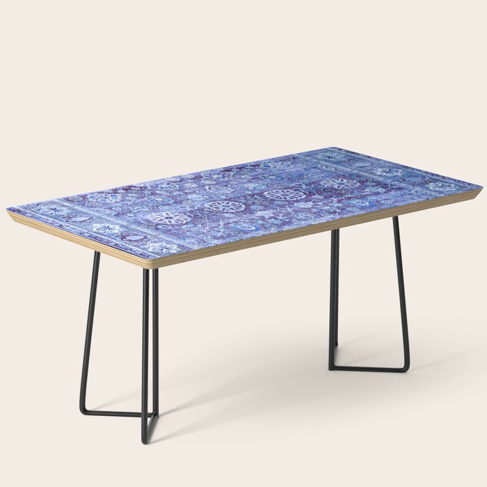 18th Century Isfahan Persian Rug Pattern in Blue Coffee Table Gallery Image 1