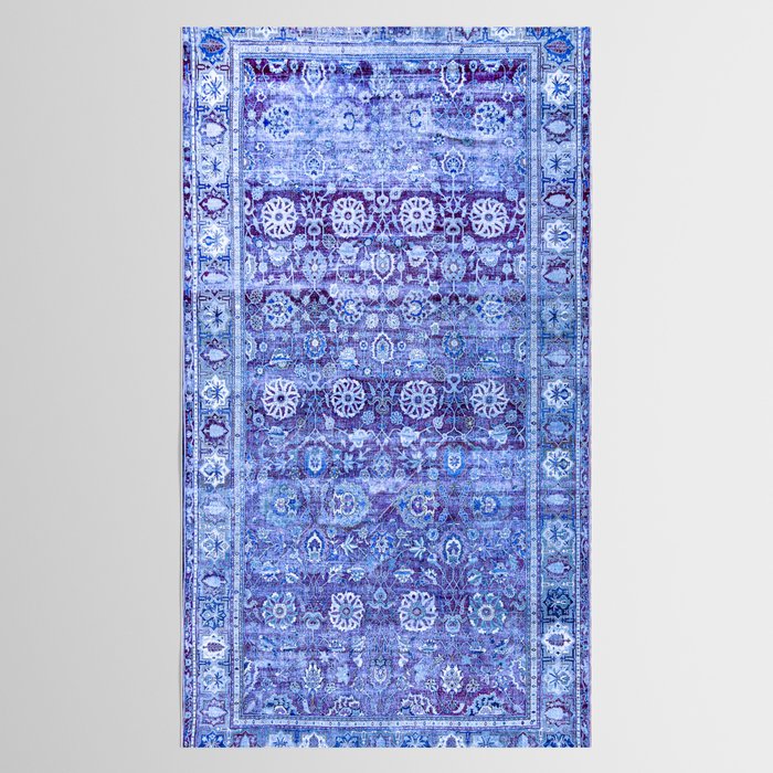 18th Century Isfahan Persian Rug Pattern in Blue Tablecloth Gallery Image 2