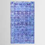 18th Century Isfahan Persian Rug Pattern in Blue Tablecloth Gallery Image 2