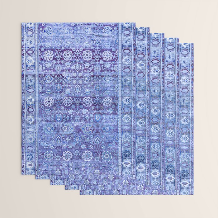 18th Century Isfahan Persian Rug Pattern in Blue Wrapping Paper Gallery Image 3