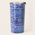 18th Century Isfahan Persian Rug Pattern in Blue Travel Mug Gallery Image 2