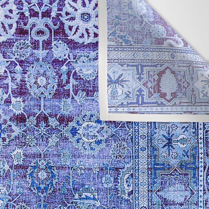 18th Century Isfahan Persian Rug Pattern in Blue Wall Tapestry Gallery Image 3