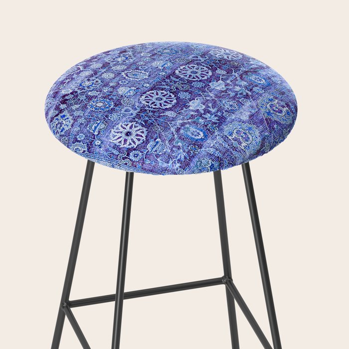 18th Century Isfahan Persian Rug Pattern in Blue Stool Gallery Image 2