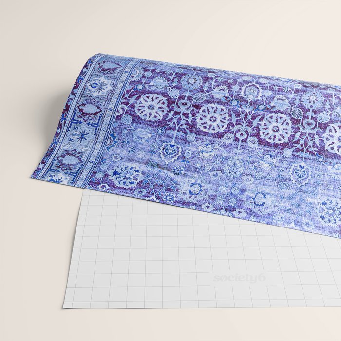 18th Century Isfahan Persian Rug Pattern in Blue Wrapping Paper Gallery Image 2