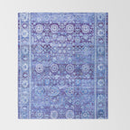 18th Century Isfahan Persian Rug Pattern in Blue Throw Blanket Gallery Image 2