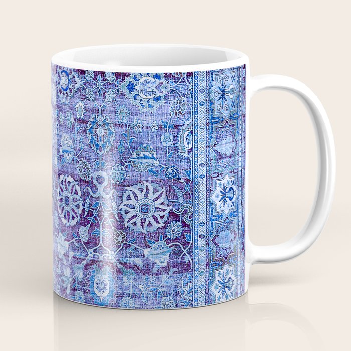 18th Century Isfahan Persian Rug Pattern in Blue Coffee Mug Gallery Image 1