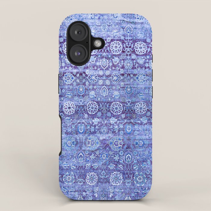 18th Century Isfahan Persian Rug Pattern in Blue iPhone Case Gallery Image 1