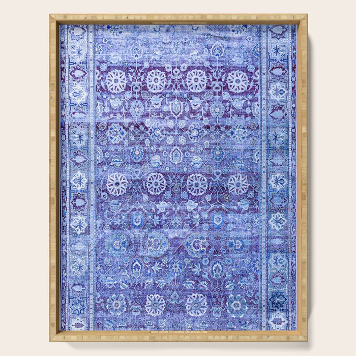 18th Century Isfahan Persian Rug Pattern in Blue Serving Tray Gallery Image 1