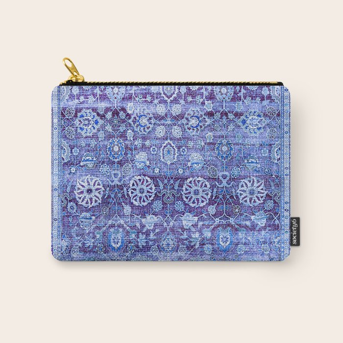 18th Century Isfahan Persian Rug Pattern in Blue Carry All Pouch Gallery Image 1