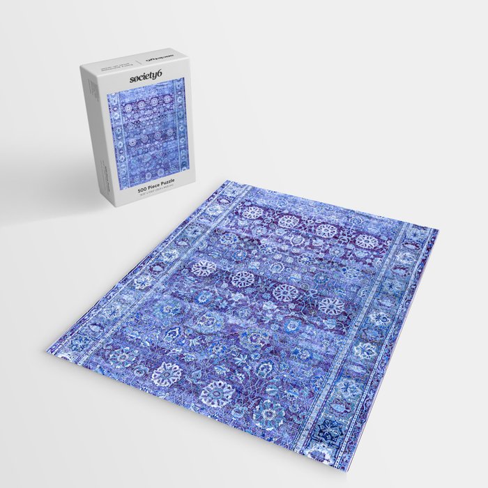18th Century Isfahan Persian Rug Pattern in Blue Jigsaw Puzzle Gallery Image 2