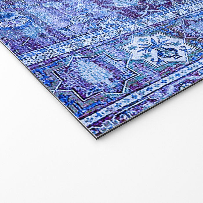 18th Century Isfahan Persian Rug Pattern in Blue Welcome Mat Gallery Image 2