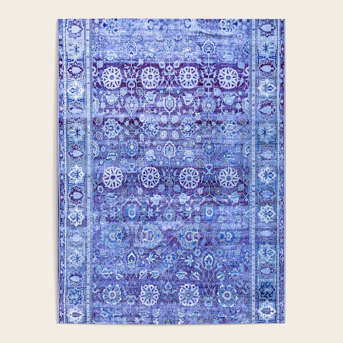 18th Century Isfahan Persian Rug Pattern in Blue Poster Gallery Image 4