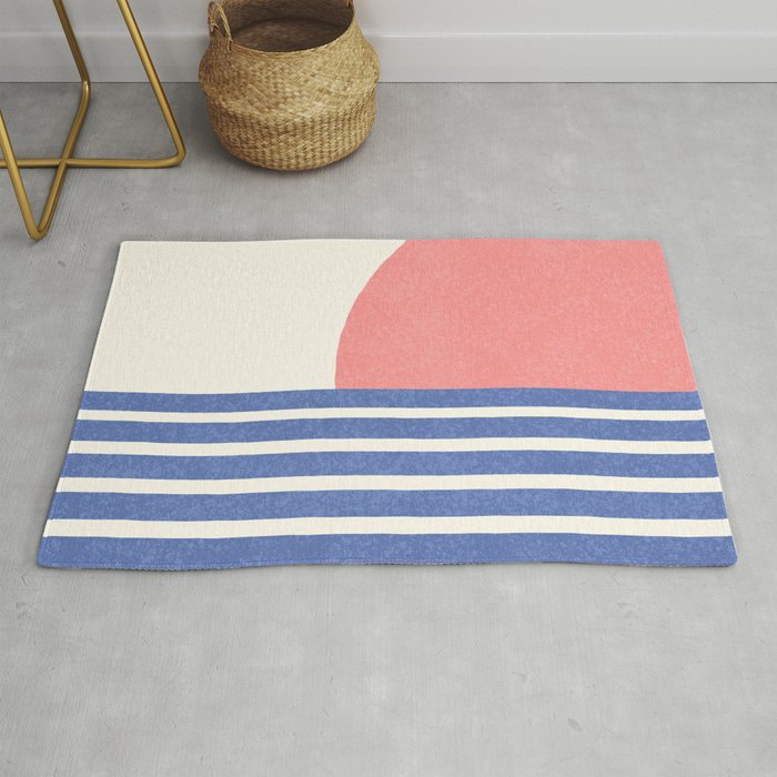 Beach Horizon Lines pink blue Rug Gallery Image 1