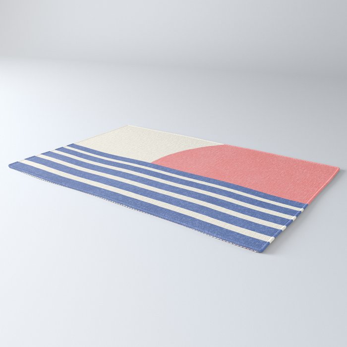 Beach Horizon Lines pink blue Rug Gallery Image 3