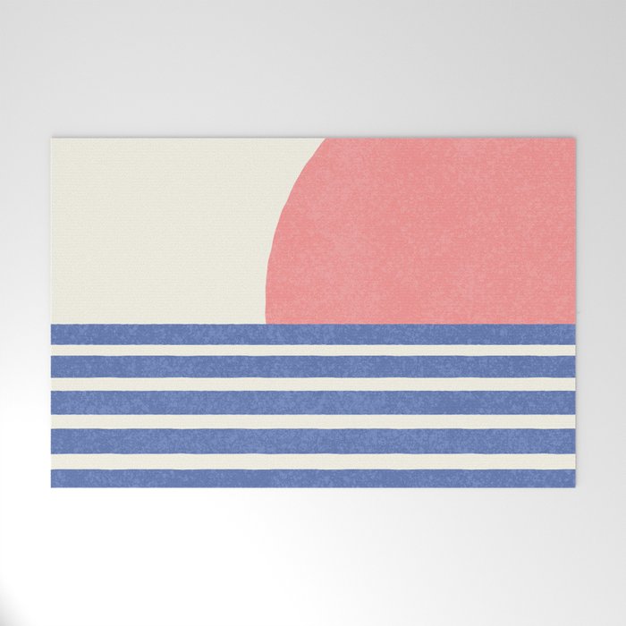 Beach Horizon Lines pink blue Welcome Mat Gallery Image 1