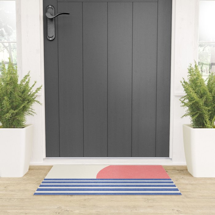 Beach Horizon Lines pink blue Welcome Mat Gallery Image 3