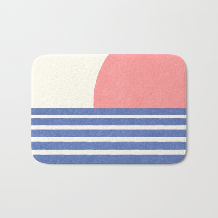 Beach Horizon Lines pink blue Bath Mat Gallery Image 1