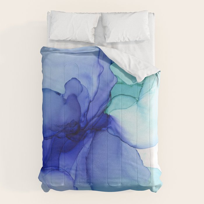 Blue Floral Abstract Ink Comforter Gallery Image 1