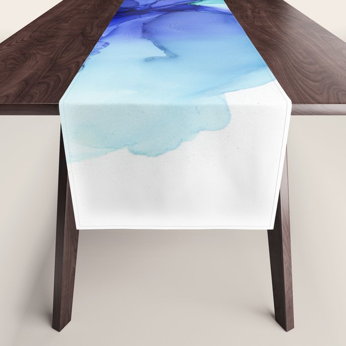 Blue Floral Abstract Ink Table Runner Gallery Image 1