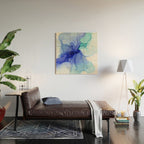 Blue Floral Abstract Ink Wood Wall Art Gallery Image 2