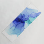Blue Floral Abstract Ink Yoga Mat Gallery Image 1