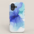 Blue Floral Abstract Ink iPhone Case Gallery Image 1