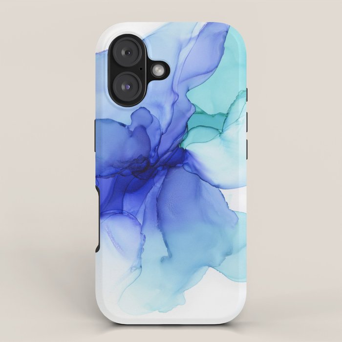 Blue Floral Abstract Ink iPhone Case Gallery Image 1