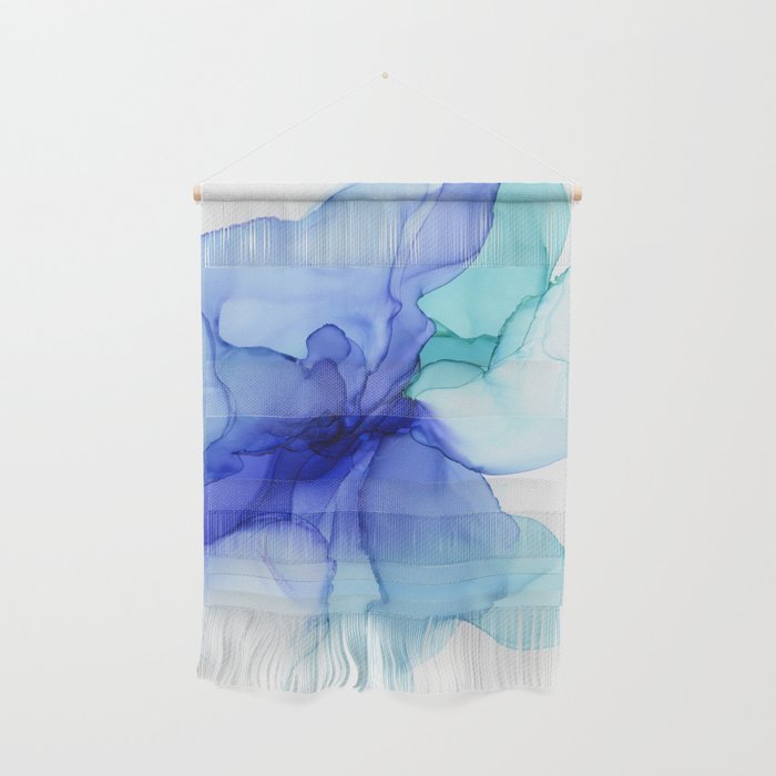 Blue Floral Abstract Ink Wall Hanging Gallery Image 1