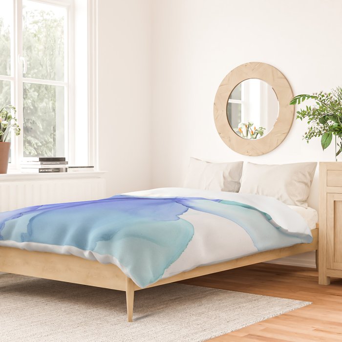 Blue Floral Abstract Ink Duvet Cover Gallery Image 2