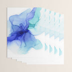 Blue Floral Abstract Ink Wrapping Paper Gallery Image 3