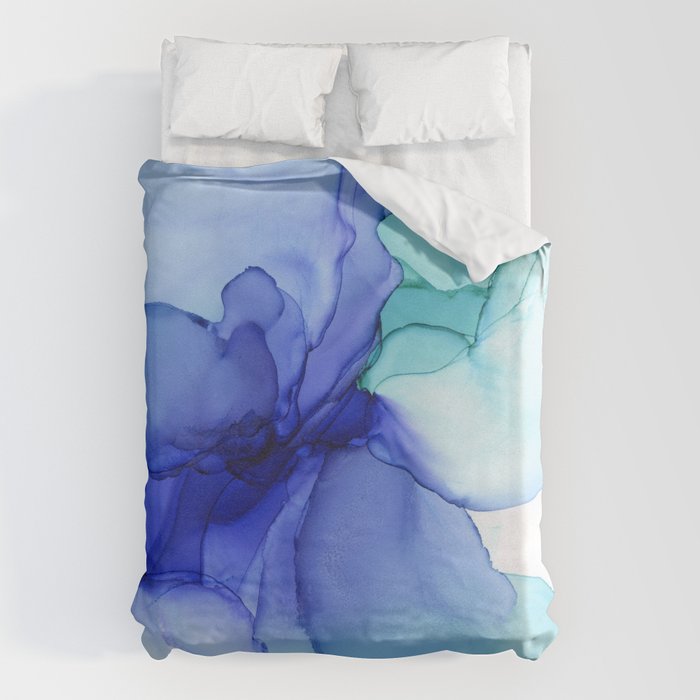 Blue Floral Abstract Ink Duvet Cover Gallery Image 6