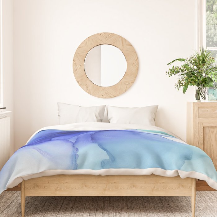 Blue Floral Abstract Ink Duvet Cover Gallery Image 3
